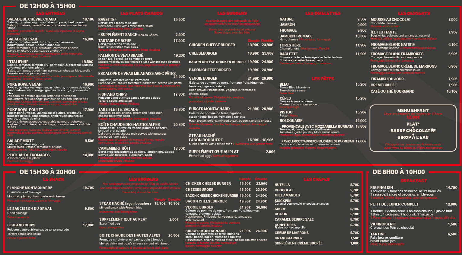 Le Graal_Montgenevre_carte restaurant 2026